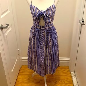 LUSH World Wonder Blue Striped Tie-Front Midi Dress